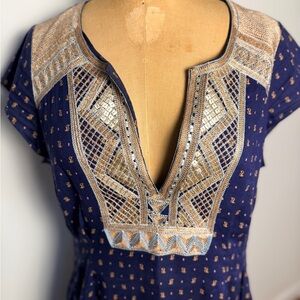 Calypso navy w/gold embellishments women’s dress size XS